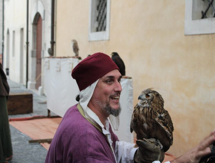 Fall festival Venzone man holding owl