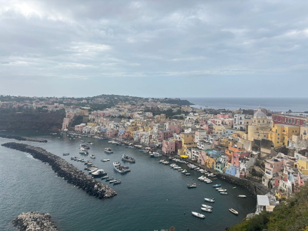 Procida from above overlooking town