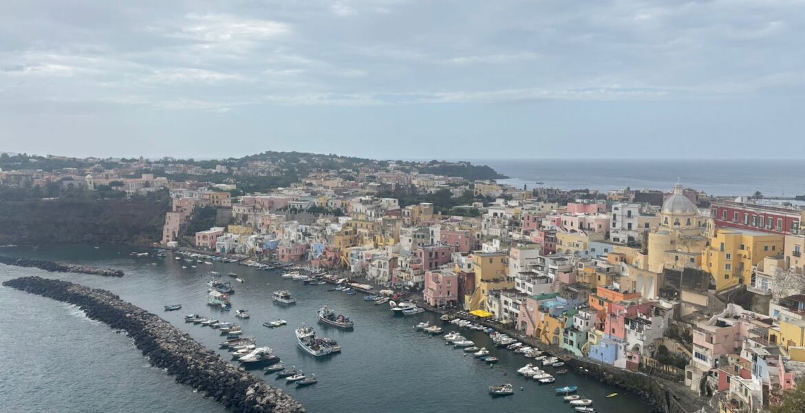 Procida from above overlooking town