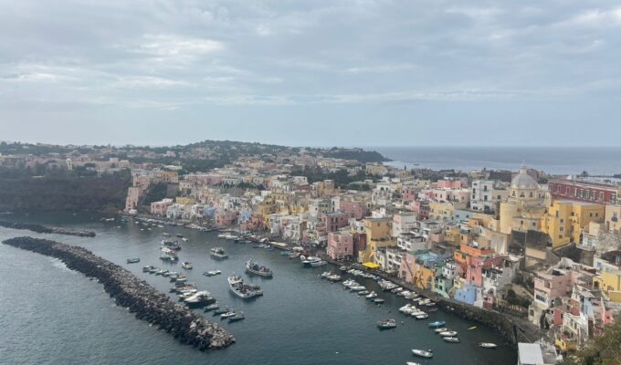 Procida from above overlooking town