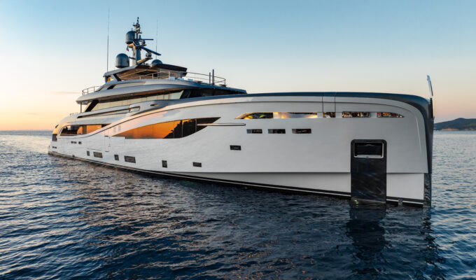 Rossinavi yacht cruising at sea showcasing the sleek design of Italian luxury yachts