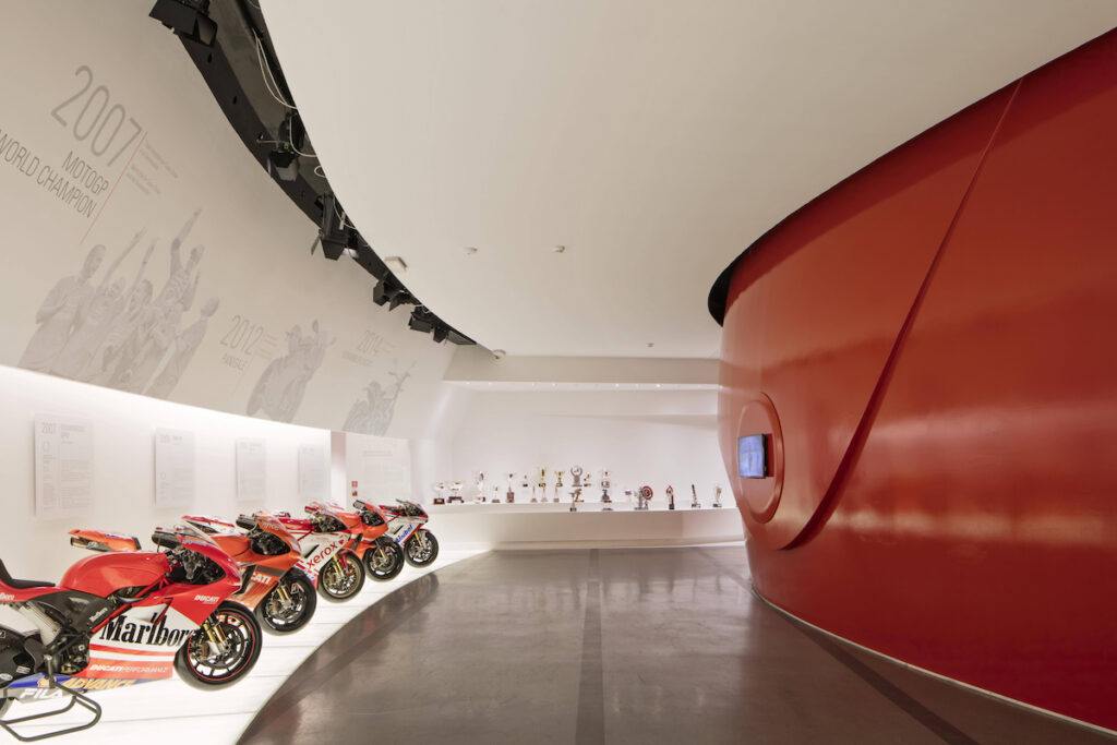 Interior of the Ducati Museum, photo courtesy of Ducati Media House.