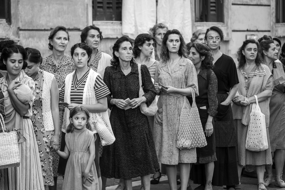Women gathered in postwar Rome in C’è Ancora Domani, reflecting the social atmosphere surrounding Italy’s transition to a republic.