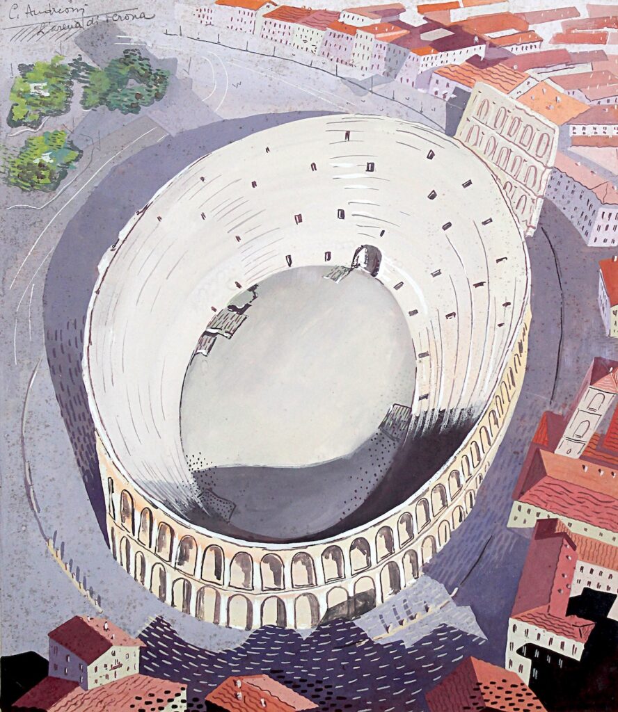 Artwork featured in the "Futurism: Prophecy and Revolution" exhibition in Caorle, Italy.