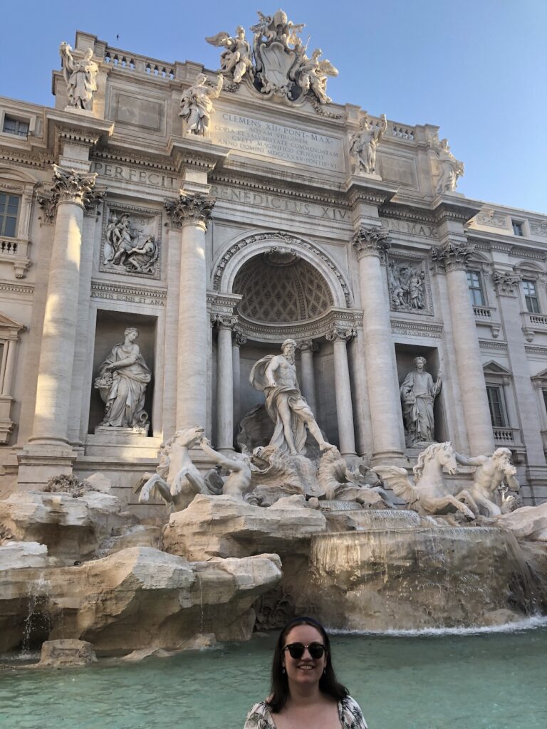 The Trevi Fountain in Rome, one of the city's most famous Baroque landmarks and tourist attractions.
