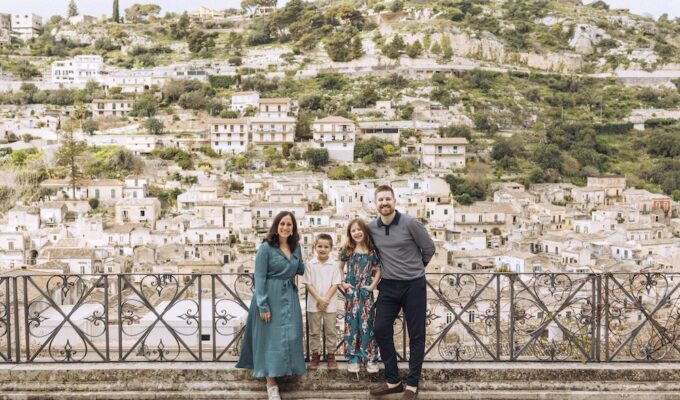 Angela Isherwood of Olive & Atlas Travel with her family